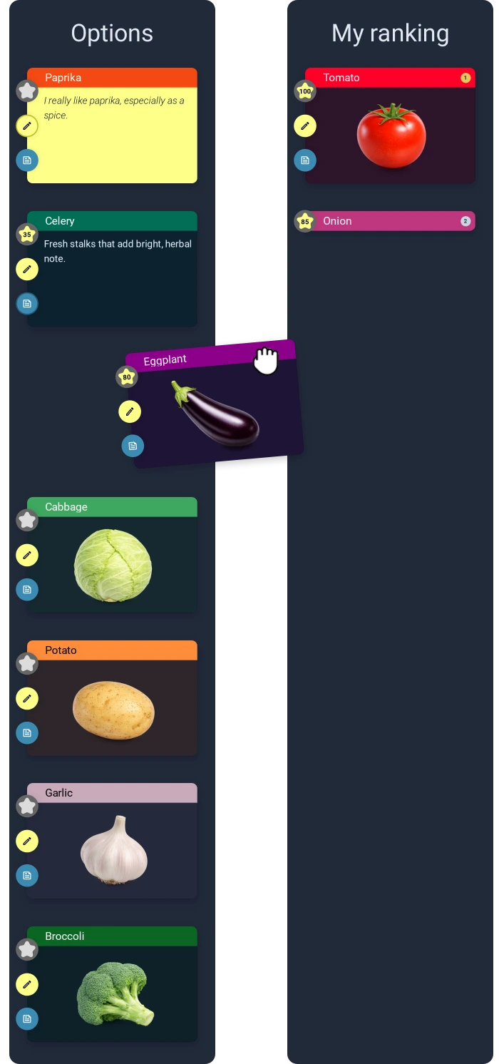 Interactive interface of Rezon ranked-choice voting software