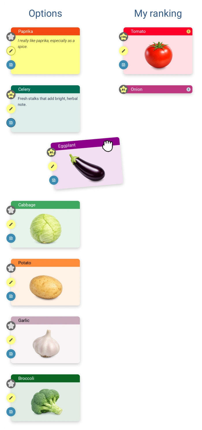 Interactive interface of Rezon ranked-choice voting software